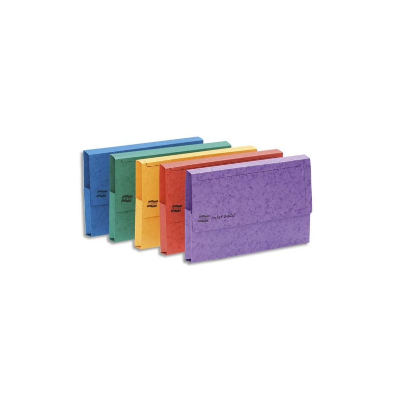 EXACOMPTA Boîte 25 chemises à poche en carte lustrée 225g. Pour format A3. Coloris assortis vifs