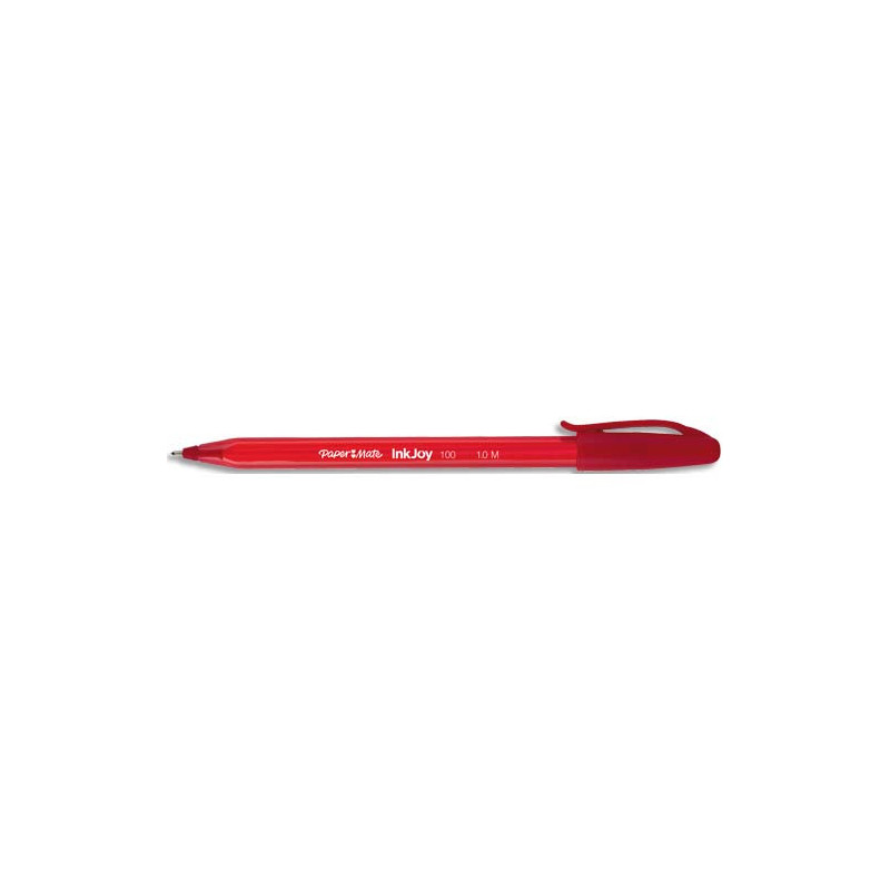 PAPERMATE Stylo bille à capuchon, pointe moyenne, corps triangulaire plastique couleur, encre ULV Rouge.