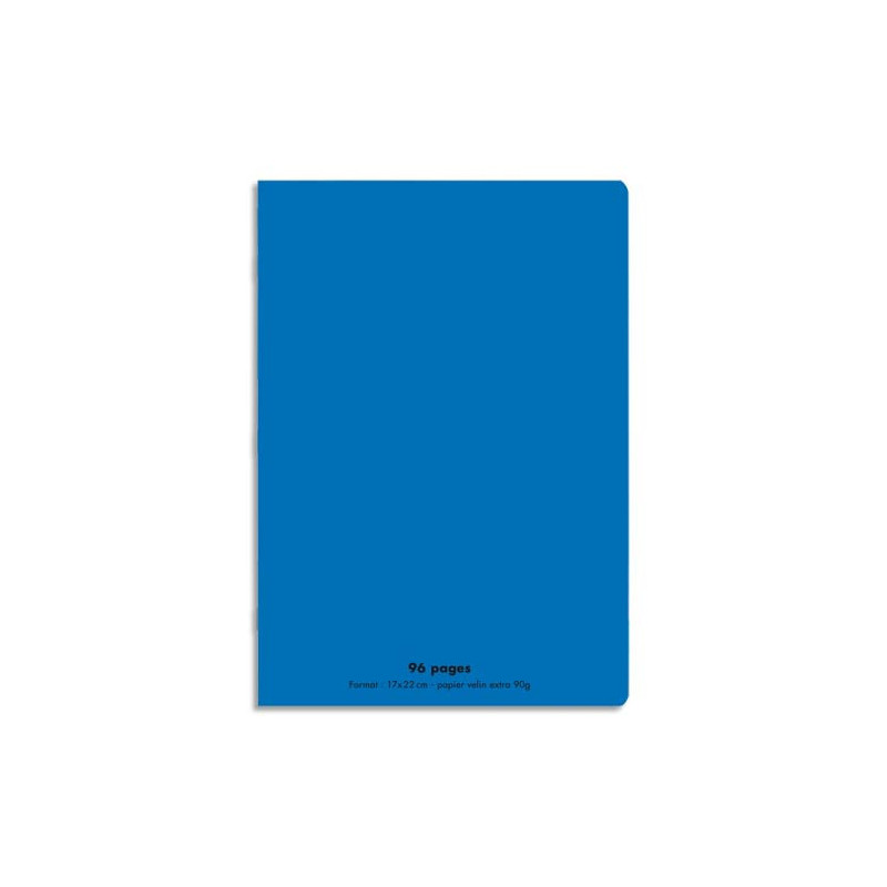 CONQUERANT C9 Cahier piqûre 17x22cm 96 pages 90g grands carreaux Seyès. Couverture polypropylène Bleu