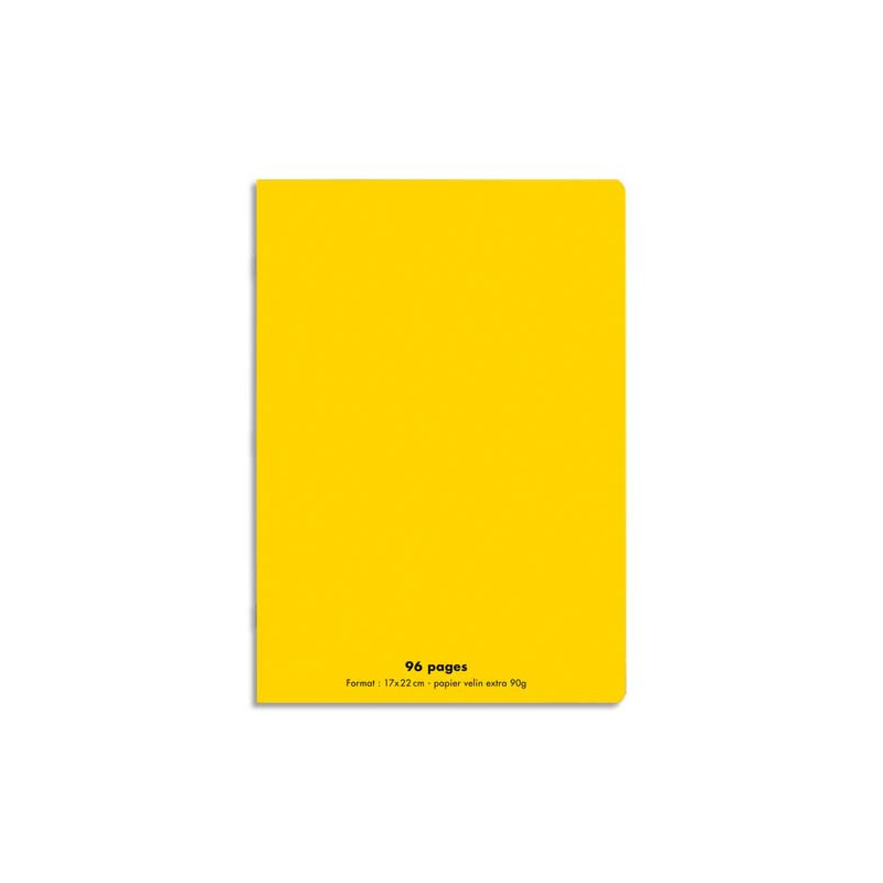 CONQUERANT C9 Cahier piqûre 17x22cm 96 pages 90g grands carreaux Seyès. Couverture polypropylène Jaune