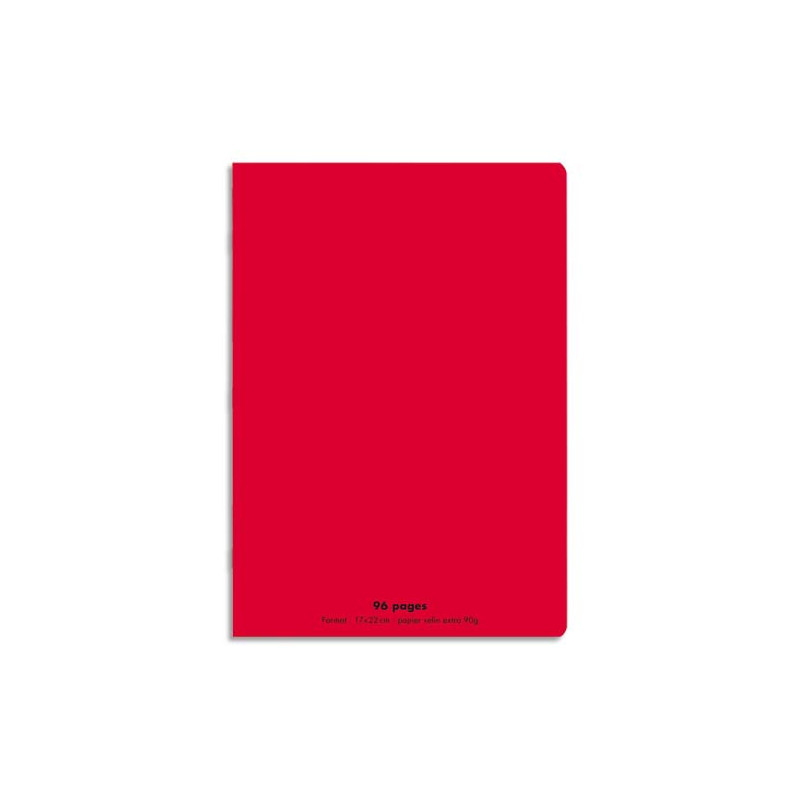 CONQUERANT C9 Cahier piqûre 17x22cm 96 pages 90g grands carreaux Seyès.Couverture polypropylène Rouge