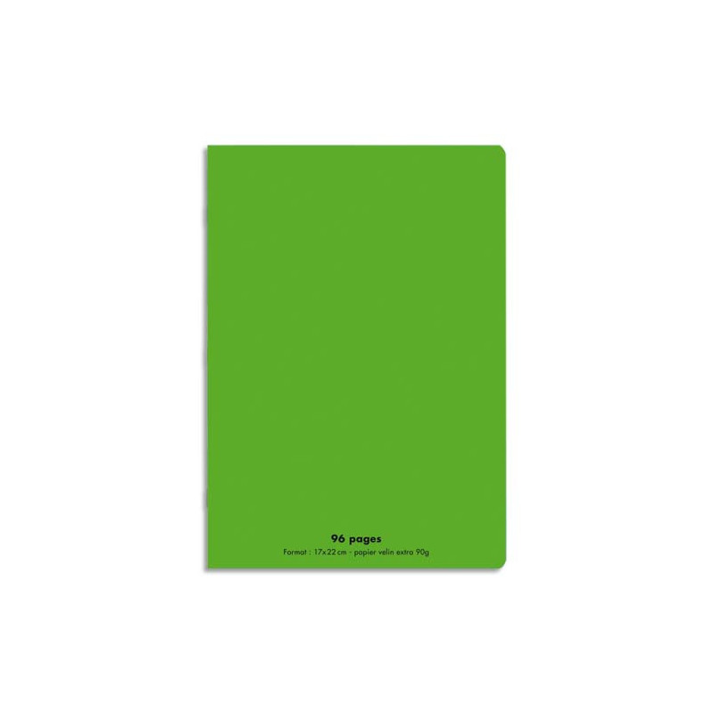 CONQUERANT C9 Cahier piqûre 17x22cm 96 pages 90g grands carreaux Seyès. Couverture polypropylène Vert