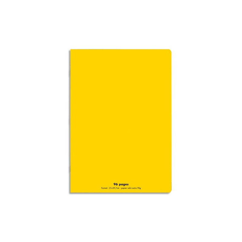 CONQUERANT C9 Cahier piqûre 21x29,7cm 96 pages 90g grands carreaux Seyès. Couverture polypropylène Jaune