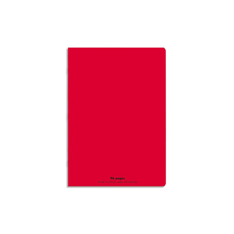 CONQUERANT C9 Cahier piqûre 21x29,7cm 96 pages 90g grands carreaux Seyès. Couverture polypropylène Rouge