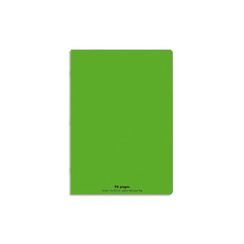 CONQUERANT C9 Cahier piqûre 21x29,7cm 96 pages 90g grands carreaux Seyès. Couverture polypropylène Vert