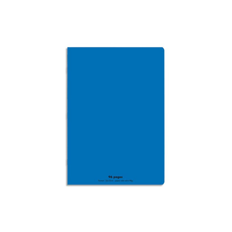 CONQUERANT C9 Cahier piqûre 24x32cm 96 pages 90g grands carreaux Seyès.Couverture polypropylène Bleu