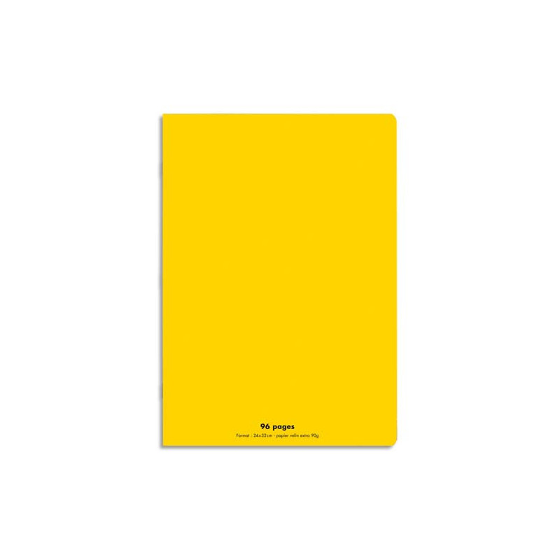 CONQUERANT C9 Cahier piqûre 24x32cm 96 pages 90g grands carreaux Seyès. Couverture polypropylène Jaune