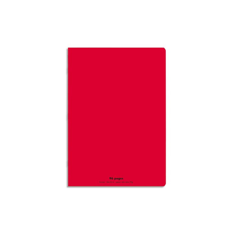 CONQUERANT C9 Cahier piqûre 24x32cm 96 pages 90g grands carreaux Seyès. Couverture polypropylène Rouge