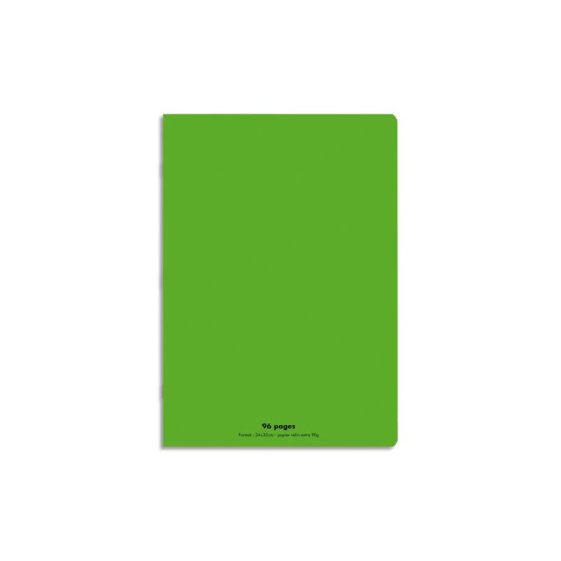 CONQUERANT C9 Cahier piqûre 24x32cm 96 pages 90g grands carreaux Seyès. Couverture polypropylène Vert