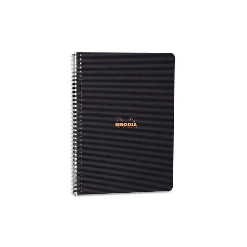 RHODIA Cahier spirale couverture Noire PP 22,5x29,7cm 160 pages lignée 6mm perforées 4 trous