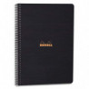 RHODIA Cahier spirale couverture Noire PP 22,5x29,7cm 160 pages lignée 6mm perforées 4 trous