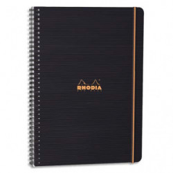 RHODIA Cahier PROBOOK spirale couverture Noire PP 22,5x29,7cm 160 pages 5x5 perforées 4 trous