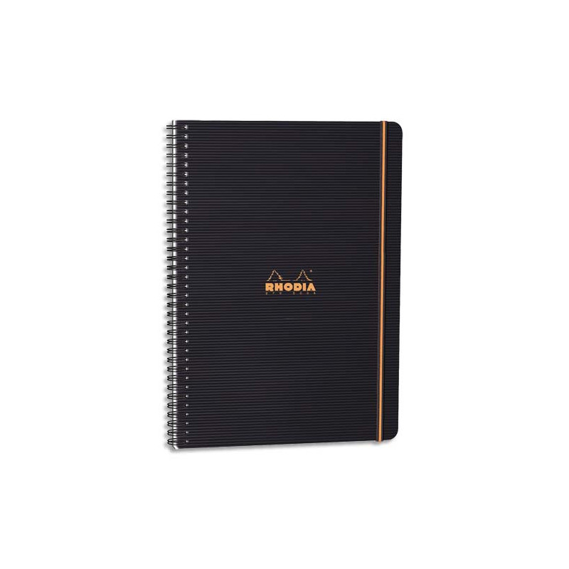 RHODIA Cahier PROBOOK spirale couverture Noire PP 22,5x29,7cm 160 pages lignée 6mm perforées 4 trous