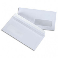 PERGAMY Boîte de 500 enveloppes Blanches 75g DL 110x220 mm fenêtre 35x100 mm auto-adhésives