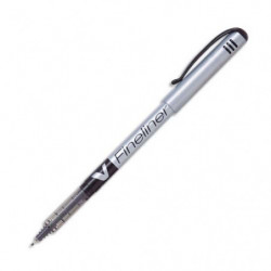 PILOT Stylo feutre pointe fine baguée métal encre liquide Noire corps plastique V-FINELINER