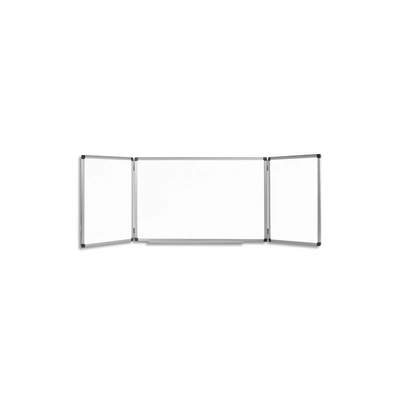 BI-OFFICE Tableau triptyque Blanc laqué, magnétique effaçable à sec, repose-stylos Format L300 x H100 cm