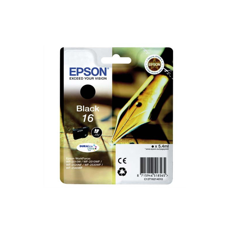 EPSON Cartouche Jet d'Encre DURABrite Ultra Noir ''Stylo à plume'' 16 - C13T16214012