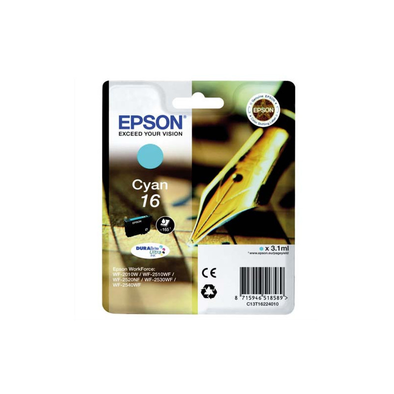 EPSON Cartouche Jet d'Encre DURABrite Ultra Cyan ''Stylo à plume'' 16 - C13T16224012