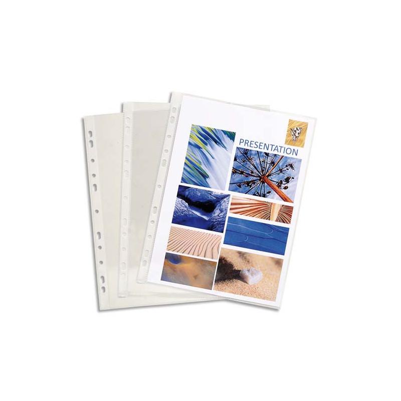 EXACOMPTA Boîte de 100 pochettes perforées en PVC 8/100ème