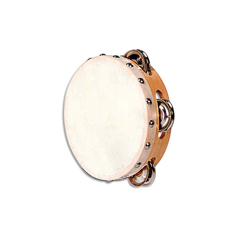FUZEAU Tambourin en peau naturelle (25 cm avec 4 paires de cymbalettes)