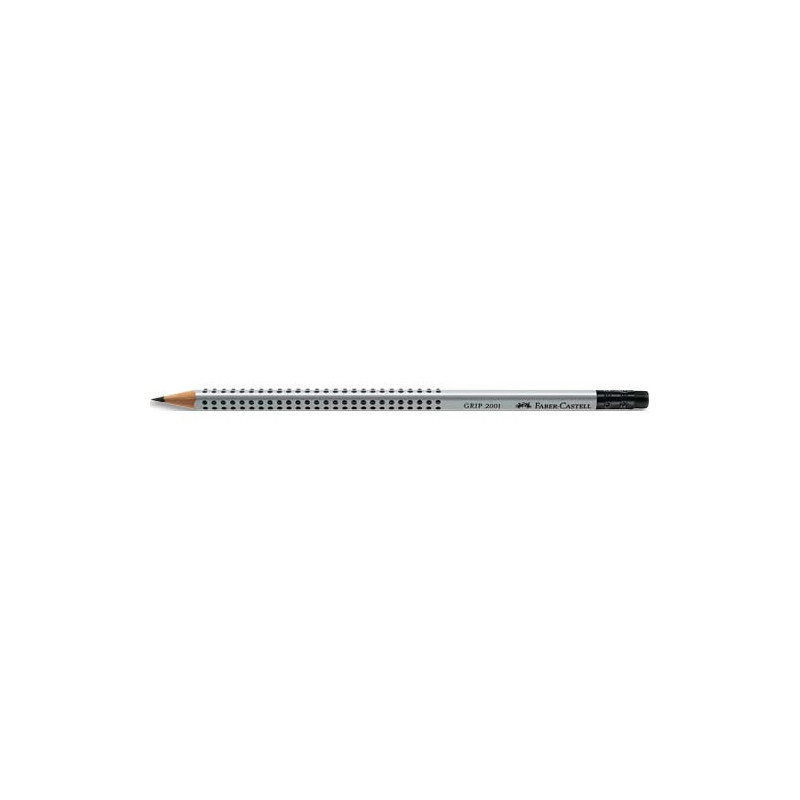FABER CASTELL Crayon graphite GRIP 2001 HB + embout gomme, corps triangulaire et ergonomique, mine collée