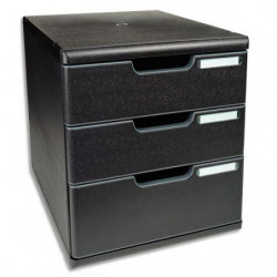 EXACOMPTA Module de classement 3 tiroirs format A4+ Dimensions L28,8 x H32 x P35 cm ECOBlack Noir