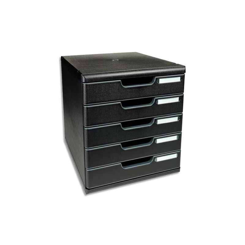 EXACOMPTA Module de classement 5 tiroirs format A4+ Dimensions L28,8 x H32 x P35 cm ECOBlack Noir