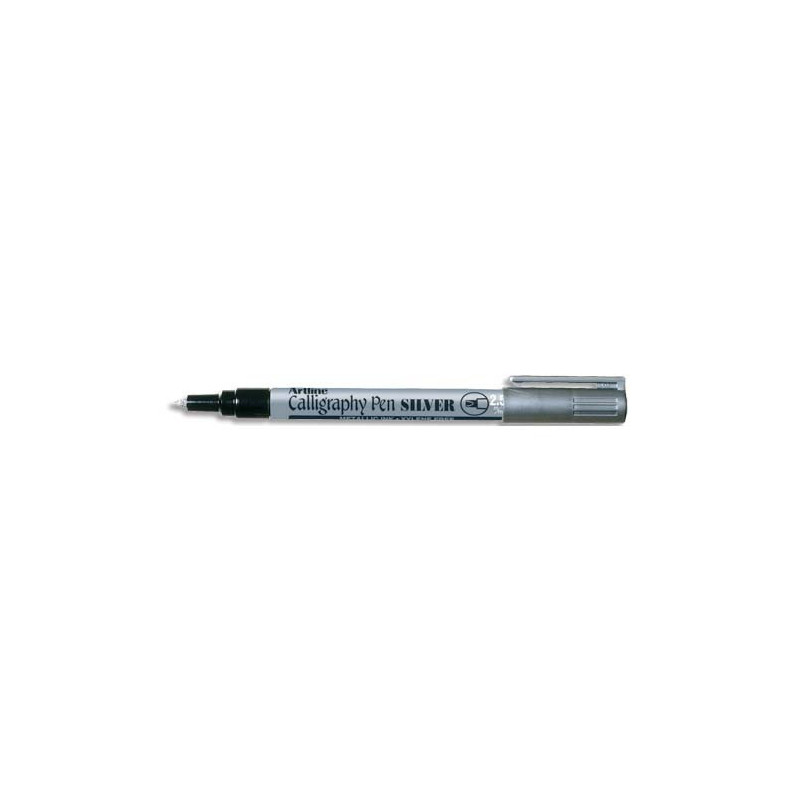 ARTLINE Stylo calligraphie pointe fibre biseautée 2,5mm. Coloris Argent