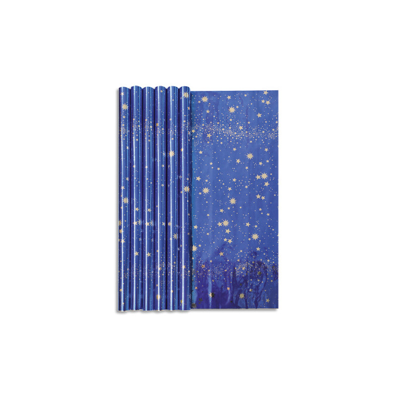 CLAIREFONTAINE Rouleau papier cadeau CIEL ETOILE 60g. Dimensions 1,5 x 0,70m. Coloris Bleu métal