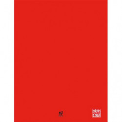 PLEIN CIEL Cahier piqûre 96 pages 24x32cm grands carreaux Seyès 90g. Couverture polypro Rouge
