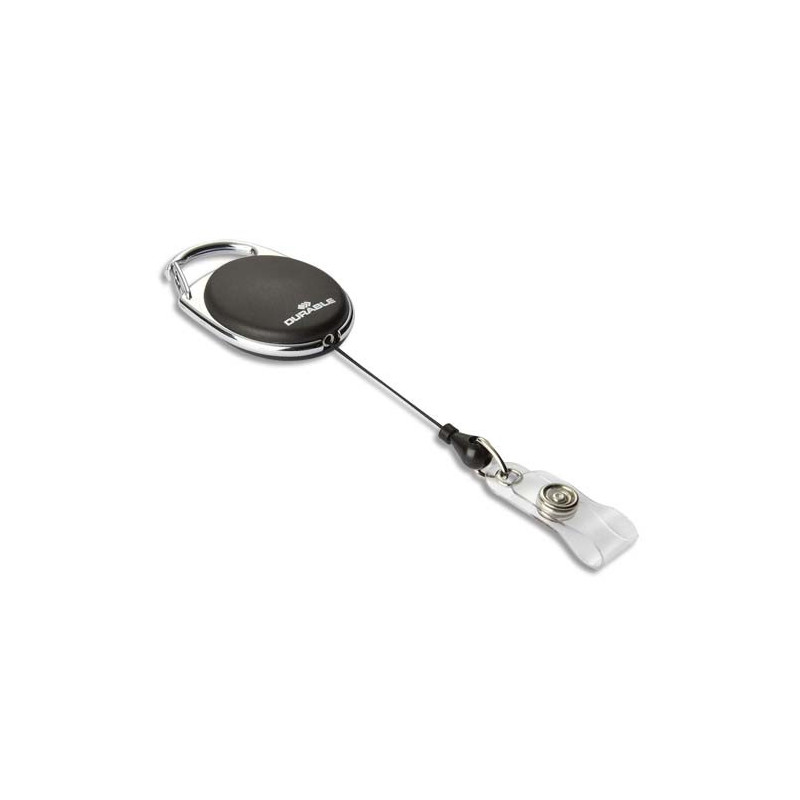 DURABLE Boîte 10 Enrouleurs Style avec lanière bouton pression - cordon rétractable 80cm - Noir