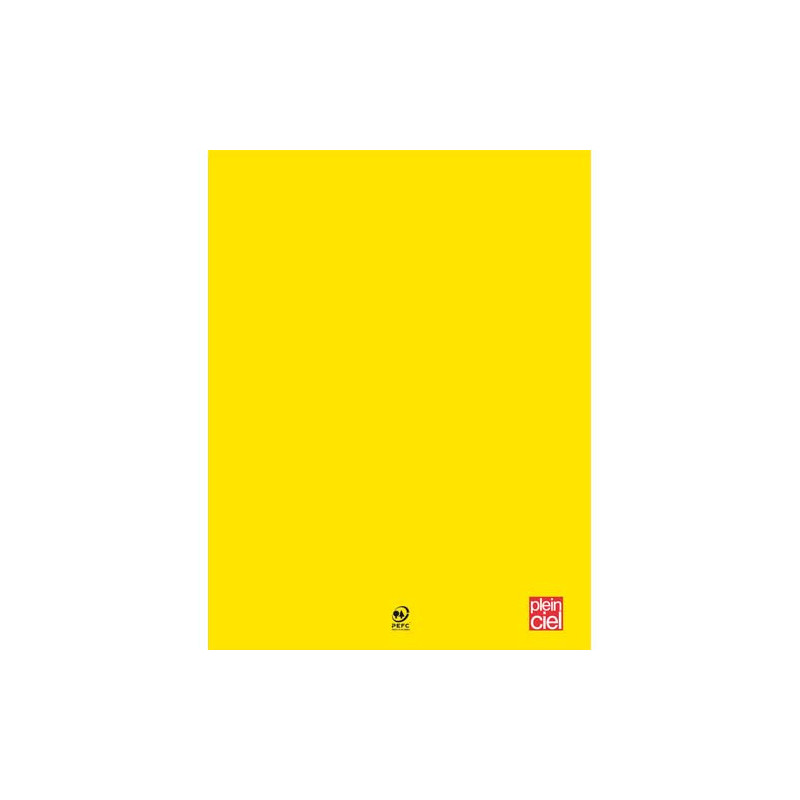 PLEIN CIEL Cahier piqûre 96 pages 24x32cm grands carreaux Seyès 90g. Couverture polypro Jaune
