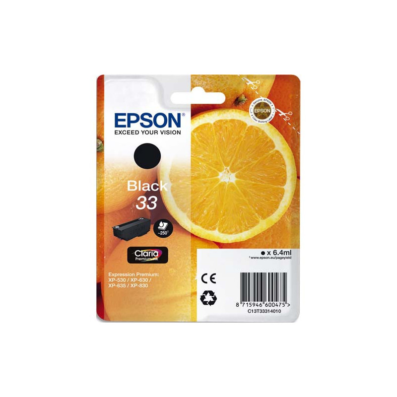 EPSON Cartouche Jet d'Encre Claria Premium Noir ''Oranges'' 33 - C13T33314012