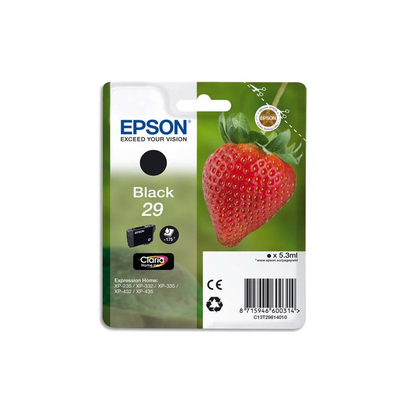 EPSON Cartouche Jet d'Encre Claria Home Noir ''Fraise'' 29 - C13T29814012