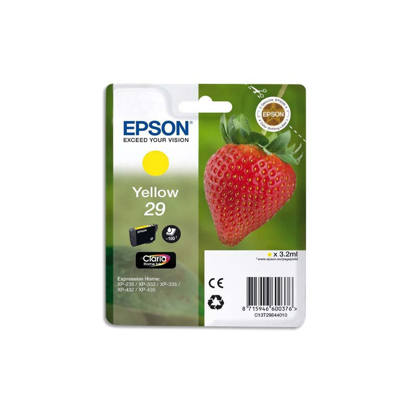 EPSON Cartouche Jet d'Encre Claria Home Jaune ''Fraise'' 29 - C13T29844012