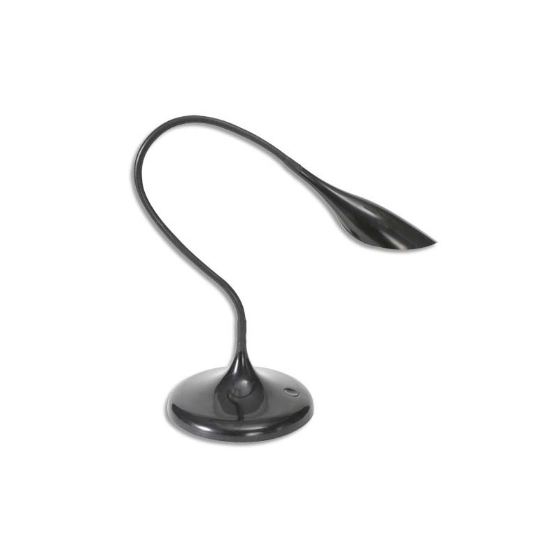 ALBA Lampe à LEDS Arum en ABS Noir - Tête 17 cm, 1Bras flexible L49 cm et Socle D18 cm