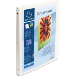 EXACOMPTA Classeur personnalisable KREACOVER en polypropylène, 4 anneaux 15mm, pour A4, coloris Blanc