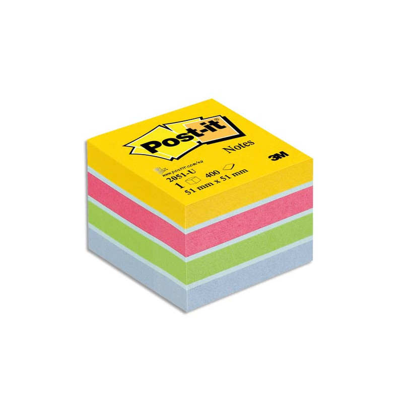 POST-IT Mini bloc cube 400 feuilles 5.1x5.1cm couleur ultra