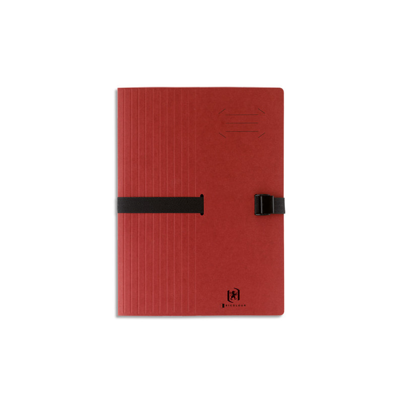 OXFORD Chemise à sangle BICOLOR, fermeture Clip'n go, en carte souple 5/10e, 390g. Coloris Rouge
