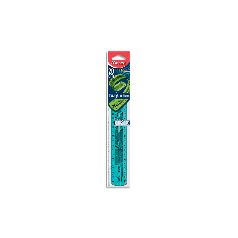 MAPED Twist'n Flex - Règle flexible 20 cm - Coloris assortis : Bleu, Vert, Rose