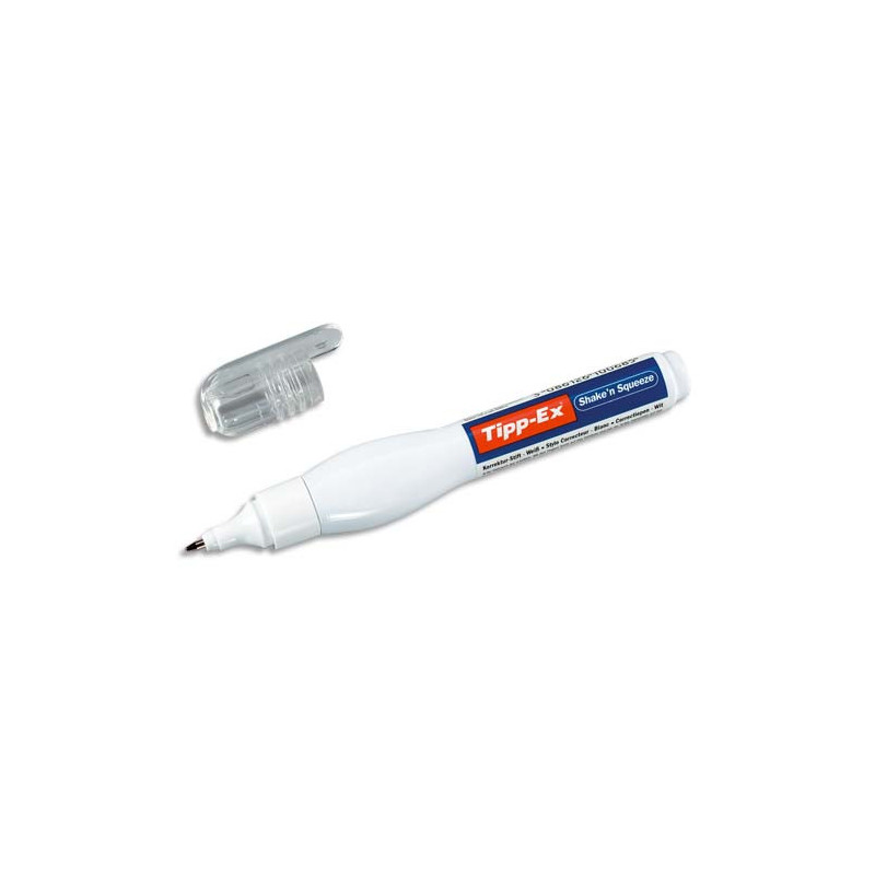 TIPP-EX Stylo de correction pointe métal fine contenance 7ml avec corps souple SHAKE'N SQUEEZE