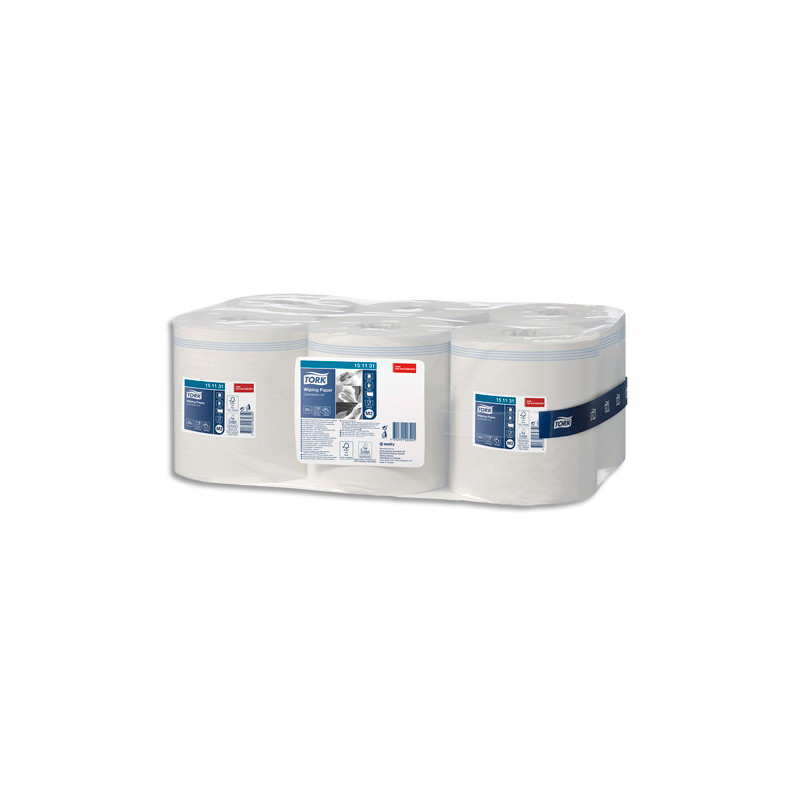 TORK Lot de 6 Bobines papier d'essuyage Plus à dévidage central M2 275 mètres, non prédécoupé Blanc