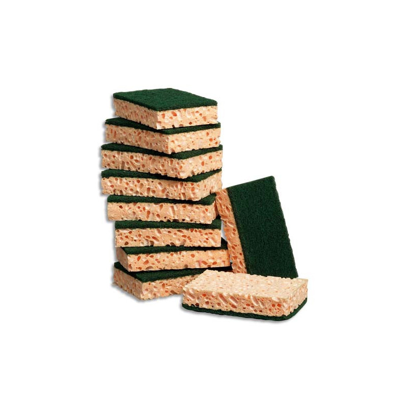 TAMPON JEX Lot de 10 tampon-éponges végétales rectangulaires Vert