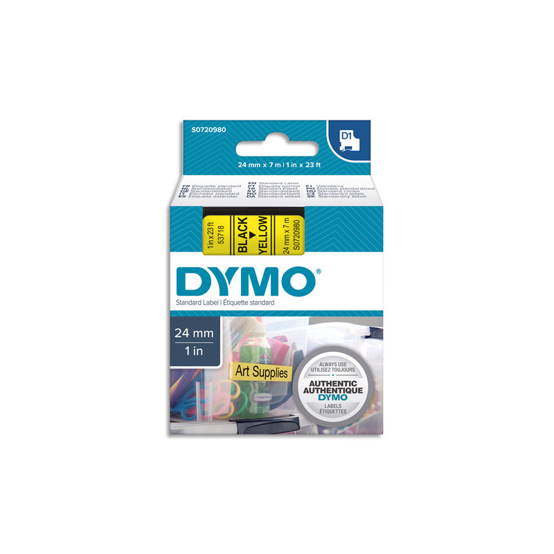 DYMO Ruban D1 Noir/Jaune 24 mm x 7m pour LM300