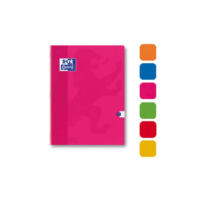 OXFORD Cahier piqûre Color Life 24 x 32 cm 48 pages grands carreaux Seyès papier 90g