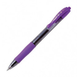 PILOT Stylo bille pointe moyenne rétractable encre gel Violet corps plastique avec grip caoutchouc G2