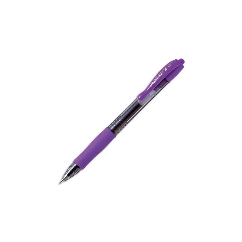 PILOT Stylo bille pointe moyenne rétractable encre gel Violet corps plastique avec grip caoutchouc G2