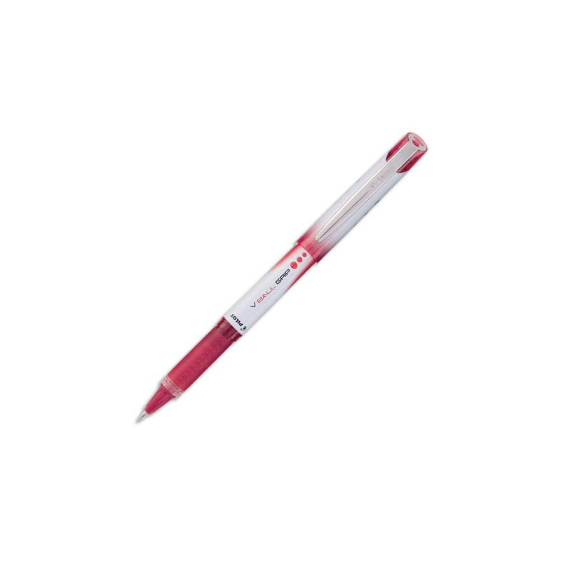 PILOT Stylo roller pointe métal 0,7 mm encre liquide Rouge + grip confort V-BALL GRIP