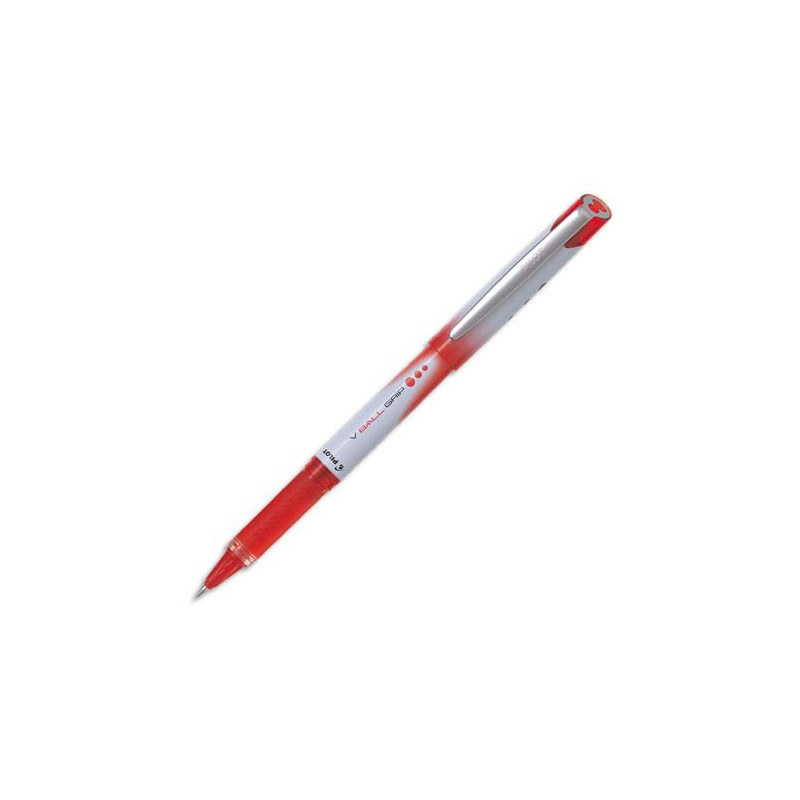 PILOT Stylo roller pointe métal 0,5 mm encre liquide Rouge + grip confort V-BALL GRIP