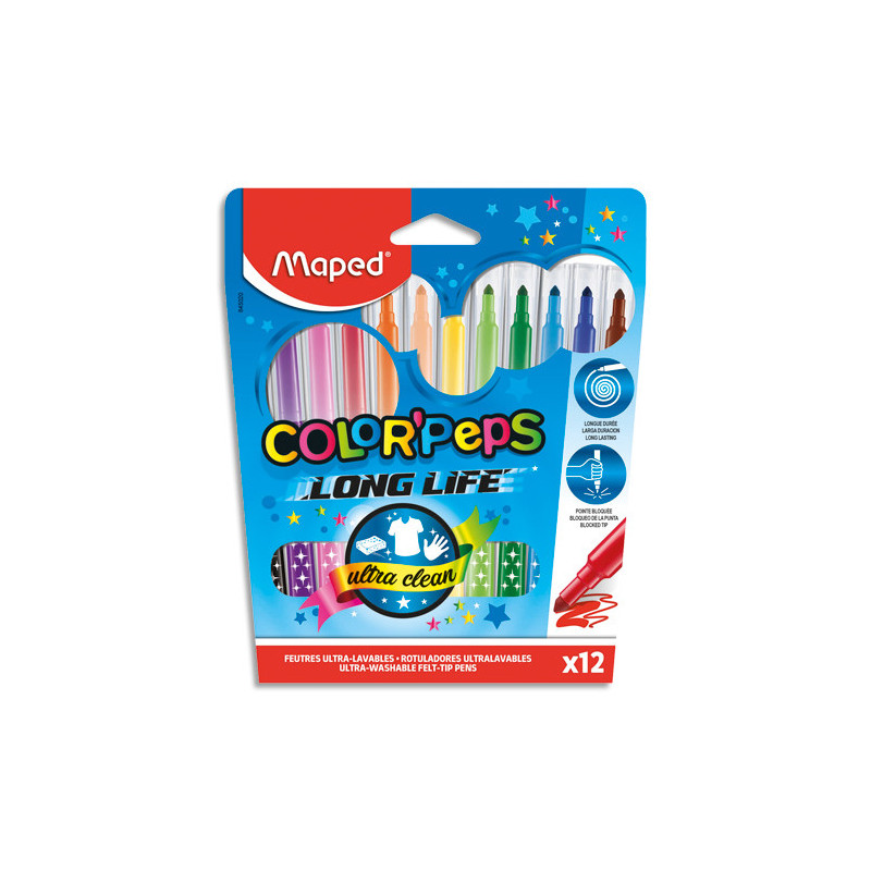 MAPED Feutres COLOR'PEPS LONG LIFE x12 Boîte Carton